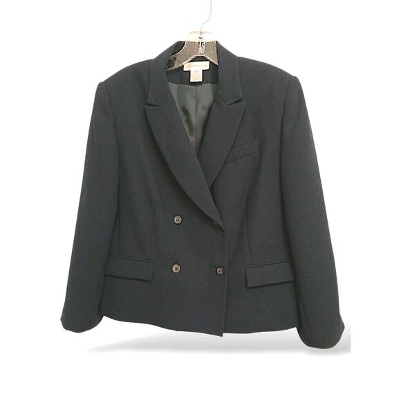 Worthington Blazer Power Jacket 14P Black Business Career Office Workwear Luxury - Picture 1 of 16